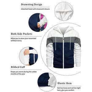 High Quality Cotton Zipper <b>Hoodie</b> Winter Streetwear Thick Fleece 220g Breathable Eco-Friendly Plain Blank Custom Men <b>Hoodies</b> - Product Image 4