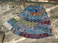 Jupe longue en soie bohème à 7 niveaux Patchwork Design terreux naturel respirant longue flottante Gypsy danse du ventre Sari élégant et élégant