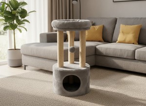 Tour pour chat Atlanta Silver Cloud avec repose-places doux - Product Image 4