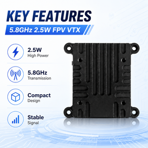 Émetteur vidéo FPV 5,8 GHz 2,5 W longue portée avec dissipateur thermique pour drone FPV UAV - Product Image 2