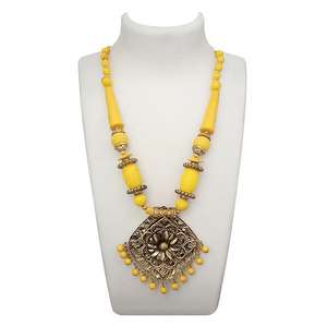 Jeweljunk Antique Gold Plated <b>Statement</b> <b>Necklace</b> Yellow Beads Fine Beaded <b>Necklaces</b> 1106625 - Product Image 1