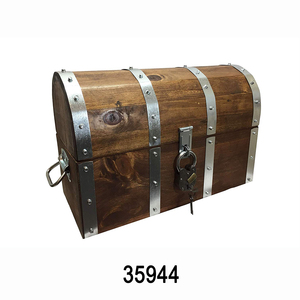 Precio bajo Vintage Retro caja de madera elegante pirata Cofre del Tesoro organizador joyería baratijas recuerdos hermosa decoración modelo - Product Image 5