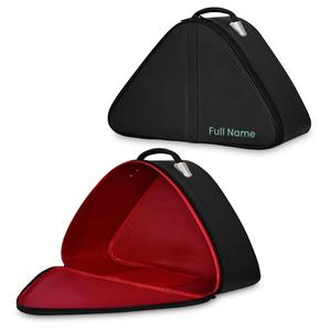 Premium Masonic Knights Templar Chapeau Case <b>Black</b> Faux Leather Cap Carry Case with Red Velvet Lining, Leather Handle & Zipper - Product Image 2