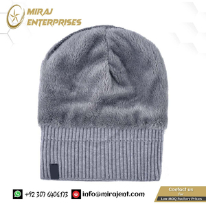 Bonnets en laine tricotés bonnet décontracté Double couche gorro plus casquette en velours femmes casquettes hip hop unisexe garder au chaud chapeaux d'hiver pour hommes - Product Image 3