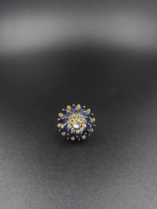 <b>Gold</b> Plated Adjustable Flower <b>Cocktail</b> <b>Ring</b> Blue CZ Wholesale | Indian Fashion Jewelry Supplier | Handcrafted | Low MOQ - Product Image 1