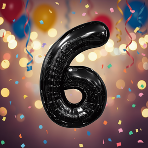 Globos de Fiesta con Número, Color Negro N6, 100 cm, Bolsa de 12 Unidades - Product Image 3