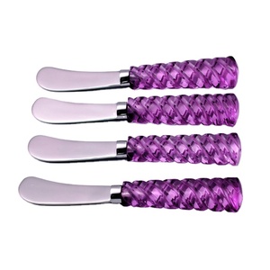 Couteaux à beurre en acier inoxydable avec manche en acrylique décoratif, écologiques, logo personnalisé, ustensiles de cuisine, dernier design - Product Image 1