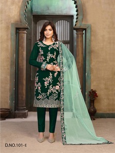 Salwar Kameez เสื้อผ้าไหมหนักสไตล์ปากีสถาน,เสื้อผ้าสำหรับงานแต่งงานปี2022ปักลายแฟนซี Zari Work - Product Image 2