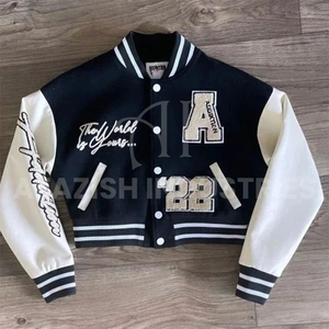 แจ็กเก็ตทีมตัวแทนที่มีตราสินค้าตามสั่งสำหรับผู้ชาย-คอตั้งผ้าขนสัตว์กันลมและระบายอากาศได้ดีสไตล์วินเทจ - Product Image 6