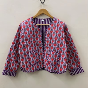 Chaqueta corta acolchada de algodón de estilo étnico Chaqueta corta de estilo bohemio Abrigo de gamuza recortada de algodón para mujer - Product Image 1