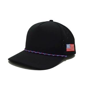 Gorra de béisbol perforada de alto rendimiento con cordón decorativo, logotipo personalizado, gorra de golf patriótica, gorra de sol, venta al por mayor - Product Image 1