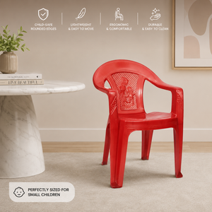 Red Plastic Children's <b>Chair</b> <b>Stackable</b> Durable <b>Outdoor</b> Traditional Design Cross Back Oval Shape Hotel Living Room Portable - Product Image 3