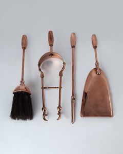 Antique finished brass fire <b>sets</b> with traditional styling and long handled <b>tools</b> for luxurious <b>fireplaces</b> - Product Image 2