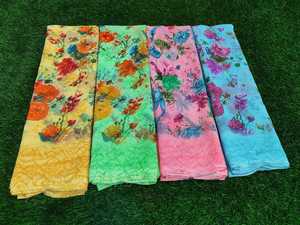 Georgette imprimée saree apesanteur cinq étoiles patta AVEC BLOUSE SAREE Tissu de meilleure qualité - Product Image 5