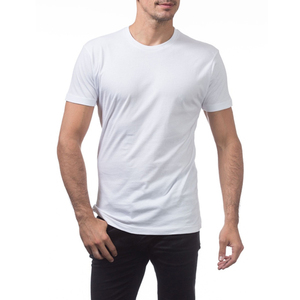 T-shirt à manches courtes coupe ajustée et lourde pour homme T-shirt à col rond col rond en tissu éponge T-shirt en stock col rond grande taille - Product Image 4