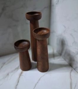 Porte-bougie en bois tourné à la main de grande qualité pour le salon, la table à manger et la décoration intérieure design, prix d'exportation - Product Image 2