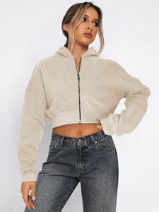 Nouveau 2025 OEM Haute Qualité Vente en Gros Usine Sweat à Capuche Court Zippé pour Femme, Veste de Sport Athlétique à Manches Longues - Product Image 6