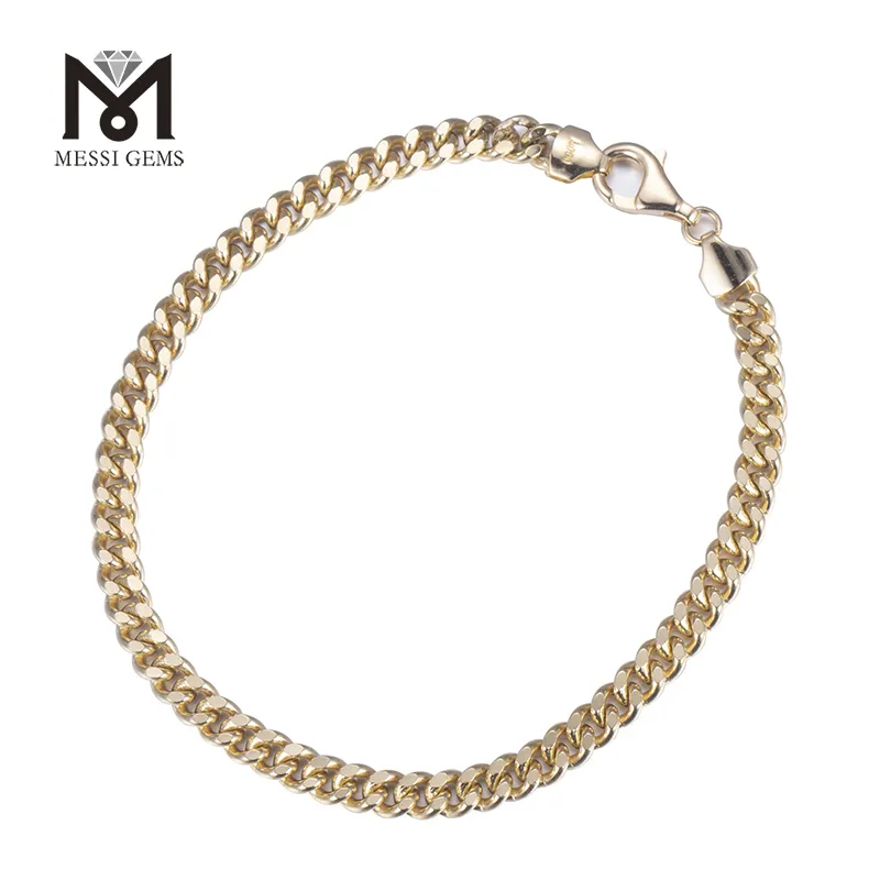 Messi Jewelry MSB-500 18K/14K/10K 4.3mm 7inches yellow gold classic design bracelet or bangle for wedding gift for women/girls