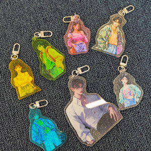 Porte-clés en acrylique pailleté personnalisé, porte-clés transparent avec logo personnalisé, cadeau d'événement d'entreprise, souvenir - Product Image 1