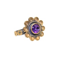 Cincin Perak Sterling 925 Grosir Model Vintage Laris Manis Batu Permata Amethyst Motif Bunga Hati Berlapis Emas 18k dengan Mutiara