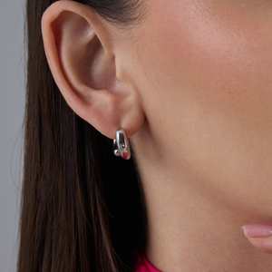 Modernos Pendientes Religiosos Geométricos 186298 Tipo Huggie y Aro Hechos de Aleación de Zinc y Acero Inoxidable con Perla como Piedra Principal para Fiestas - Product Image 2