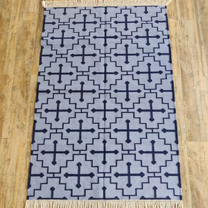 Tapis de laine faits à la main de haute qualité meilleurs ensembles de tapis brodés à tissage plat de vente abstrait pour l'utilisation de porte de salon de prière - Product Image 1