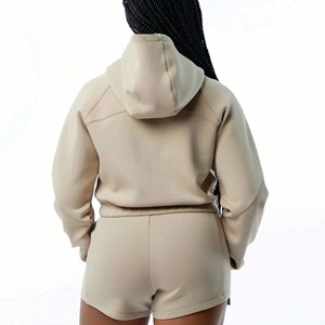 Logo personnalisé, sweats à capuche, jogger, ensemble 2 pièces, vêtements pour femmes, hauts courts de grande taille, sweats à capuche et pantalons de survêtement pour femmes - Product Image 4