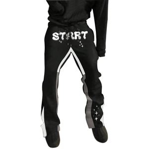 Pantalones personalizados para hombre, ropa de calle lavada, pantalones de chándal de lana, ropa de calle acampanada para exteriores, pantalones de chándal acampanados con estampado DTG para hombre - Product Image 3