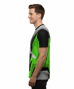 Maillots et hauts de football en polyester imprimés par transfert thermique, chemise personnalisée en sublimation pour hommes, coupe ample, séchage rapide, col rond - Product Image 3