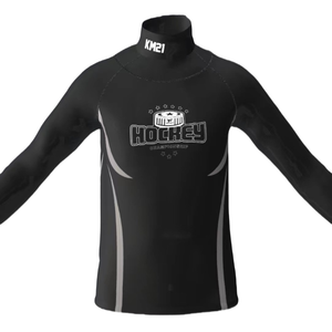 Unisex Breathable Poly Ice Hockey Base Layer Shirt Raglan Sleeves Neck Guard Plus <b>Size</b> Quick Dry Custom OEM Printed Adults Team - Product Image 2