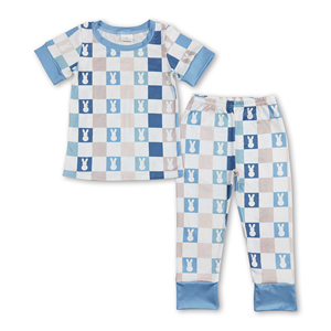 Pijamas de Conejito de Manga Corta para Niños, Diseño OEM/ODM/RTS, Estampado de Pascua, Spandex/Poliéster, Ropa Infantil - Product Image 2