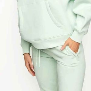 Vente en gros de survêtements de fitness avec logo personnalisé pour femmes vêtements de détente d'hiver pantalons longs haut 100% coton solide Style relaxant - Product Image 6
