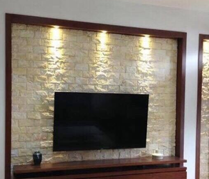 Panneau de marbre Offre Spéciale pierre de mur pierre de revêtement de marbre jaune chaud résistant aux intempéries pour la décoration murale façade de mur de luxe - Product Image 5