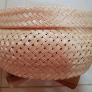 Vintage Handicraft Storage Bamboo Basket <b>Steamer</b> Woven - Product Image 3