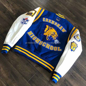 Streetwear avec logo personnalisé bombardier d'hiver en cuir polaire veste universitaire de baseball Letterman broderie en chenille de haute qualité pour hommes - Product Image 4