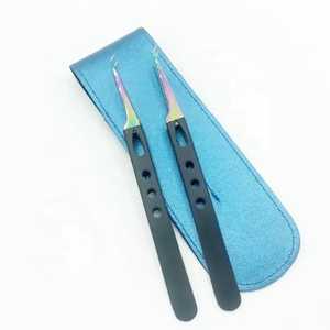 Pincettes d'extension de cils de haute qualité en acier inoxydable noir or LOGO personnalisé prix de gros pince à épiler de volume - Product Image 1