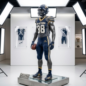 Ensemble de maillot et pantalon de football américain personnalisé bleu marine et or, uniforme d'équipe rembourré, fabricant de vêtements de sport en gros - Product Image 3