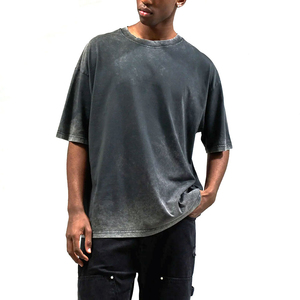 Gran cantidad a granel Mejor proveedor Hombres de gran tamaño Lavado ácido Camiseta Etiqueta privada personalizada Me's Lavado ácido Camiseta con bajo MOQ - Product Image 1