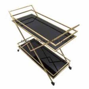 Lujoso carrito de servicio de metal hecho a mano con detalles intrincados diseñado para experiencias de servicio premium al mejor precio - Product Image 4