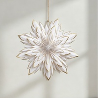 Décoration suspendue en forme d'étoile en papier blanc avec bordure dorée, pliable, flocon de neige 3D, ornement pour Noël, mariage, fête, décoration de la maison