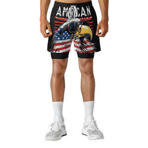 2025 superventas gimnasio corto Dry-Fit levantamiento de pesas ropa deportiva gimnasio correr ajustado y camisas hombres venta al por mayor hombres 2 en 1 pantalones cortos - Product Image 2