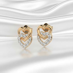 ต่างหูเงินแท้ 925 ดีไซน์หัวใจคู่แบบโปร่ง ประดับเพชรโมอิสซาไนต์ทรงเหลี่ยม รุ่น Trendy Entwined Love สำหรับงานหมั้นและงานแต่งงาน น่ารัก ขนาดเล็ก เหมาะสำหรับผู้หญิง - Product Image 3