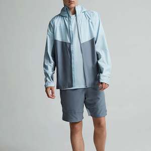 100% poliéster hombres deportes reflectantes impermeable a prueba de viento Jogging traje deportes doble bolsillo rompevientos Color de contraste - Product Image 5