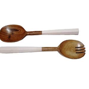 Acacia Salad Servers Set Salad Server Set Natural <b>Wooden</b> with 2 Turners Sustainable Handmade <b>Utensils</b> - Product Image 2