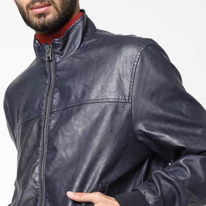 Veste motard en cuir à manches longues avec fermeture à glissière avant pour hommes Prix bon marché Coupe régulière Vêtements d'hiver lourds Veste pour hommes pour hommes - Product Image 4