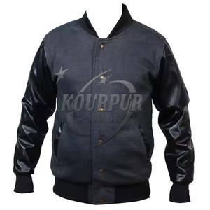 2025 Custom Team Letterman Winter Bomber Jacket para hombres de alta calidad 100% algodón estampado de cuero de talla grande cierre de botones - Product Image 2