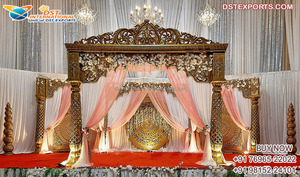 Inspirant Boho Chic Indien Mariage En Bois Mandap Thème Antique Mariage En Bois Sculpté Mandap Ciel Mariage Hindou En Bois MandapUK - Product Image 5