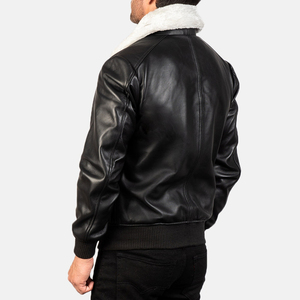 Chaqueta de Cuero Negra Elegante para Hombre, con Cierre y Logotipo Personalizado, Impermeable, Transpirable, Disponible en Todas las Tallas, Marca Privada, Invierno, OEM - Product Image 4