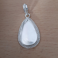 925 argent Sterling pur en forme de poire 7x9 MM, lunette vierge, tasse en métal coulé d'argent, collier de serrage uni, pendentif, recherche de bijoux fournisseur