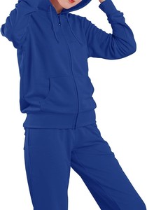 Ensemble de survêtement pour femme en polaire léger en polyester/coton d'hiver, fermeture à cordon respirante, jogging - Product Image 4